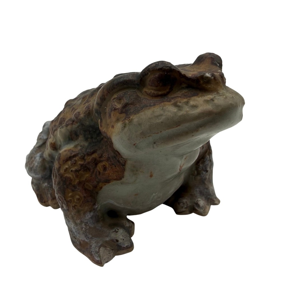 Vintage Made in Japan Ceramic Toad Figurine Realistic Textured Brown Frog 3.5"